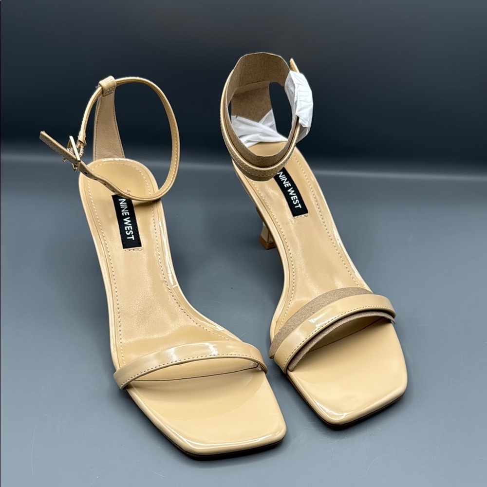 Nine West Patent Tan Women's Strappy Heels